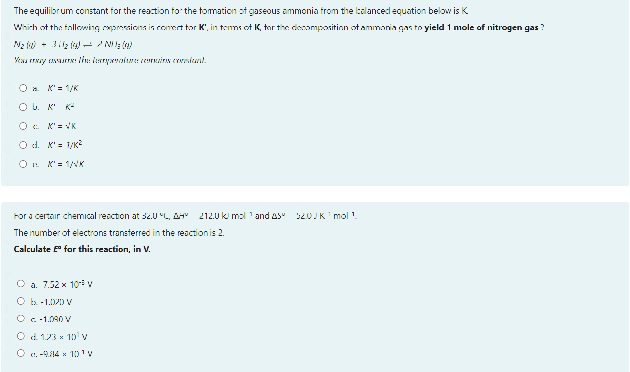 determine if the reaction is spontaneous from the information provided. d. The