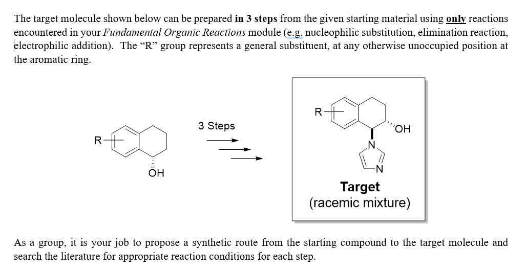 The target molecule shown below can be prepared in 3 steps