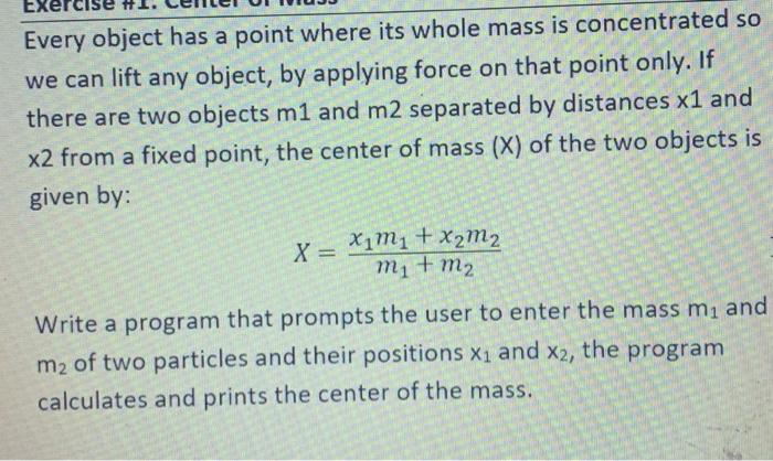 please solve and state the algorithm Every object has a point where