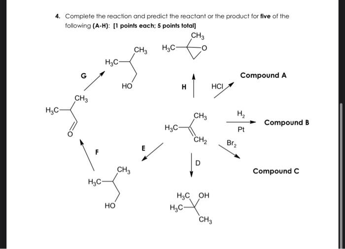  4. Complete the reaction and predict the reactant or the product