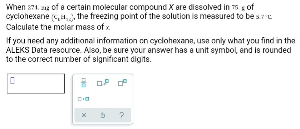  I need help with this Chemistry problem please. When 274. mg