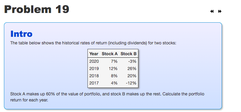 how to solve Problem 19 Intro The table below shows the historical