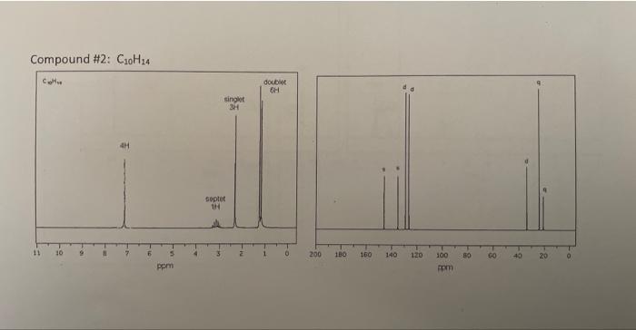 molecule is located C3H8O C10H14 1. For each set of spectral data
