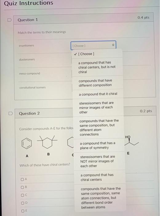  please I need help with questions 1 and 2 Match the