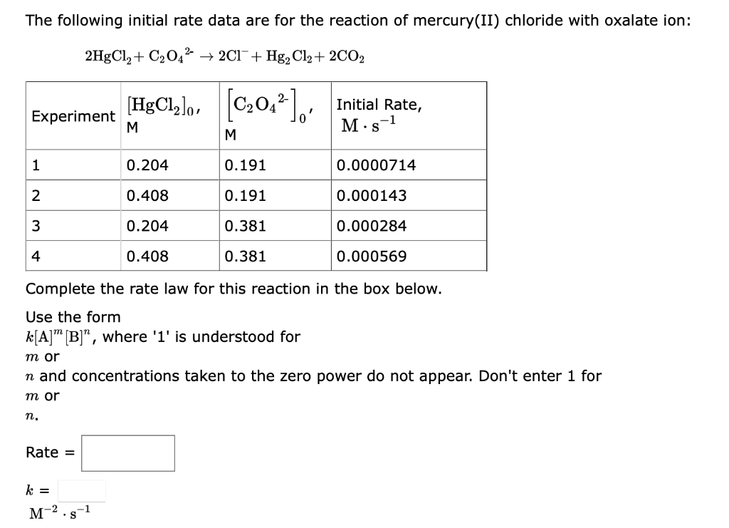 HELP PLS! The following initial rate data are for the reaction of
