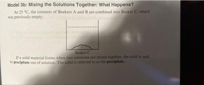  help please Model 3b: Mixing the Solutions Together: What Happens? At