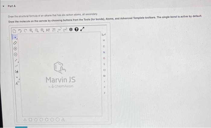 Draw the molecule on the canvas by choosing buttons from the Tools