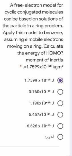  i need help A free-electron model for cyclic conjugated molecules can