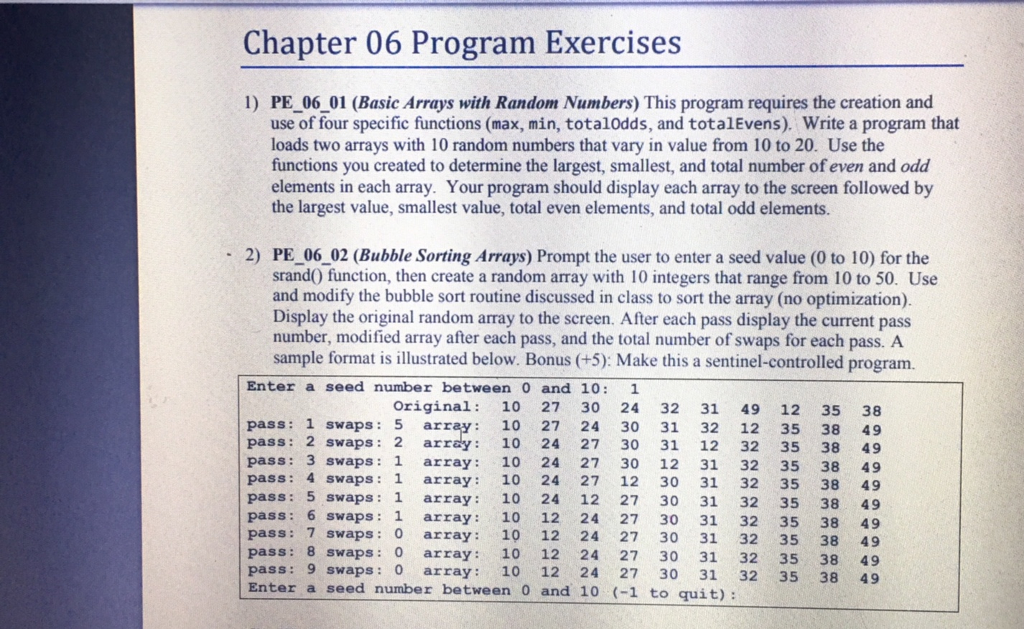 in C Programming question 2 Chapter 06 Program Exercises 1) PE 06