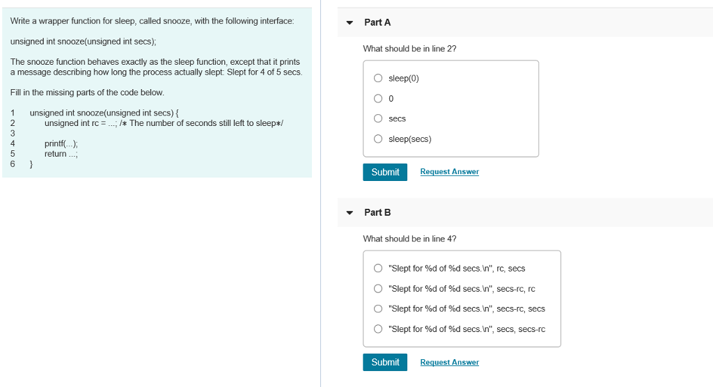  Write a wrapper function for sleep, called snooze, with the following