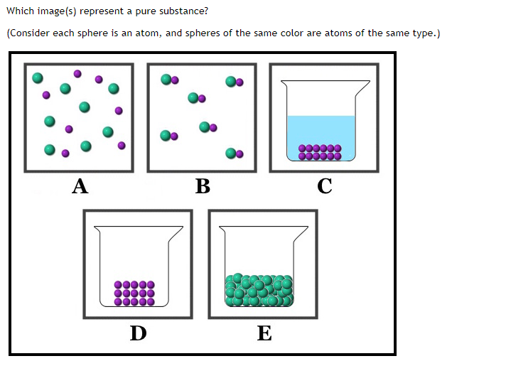 the same type.) A B D E Which image(s) represent a mixture?