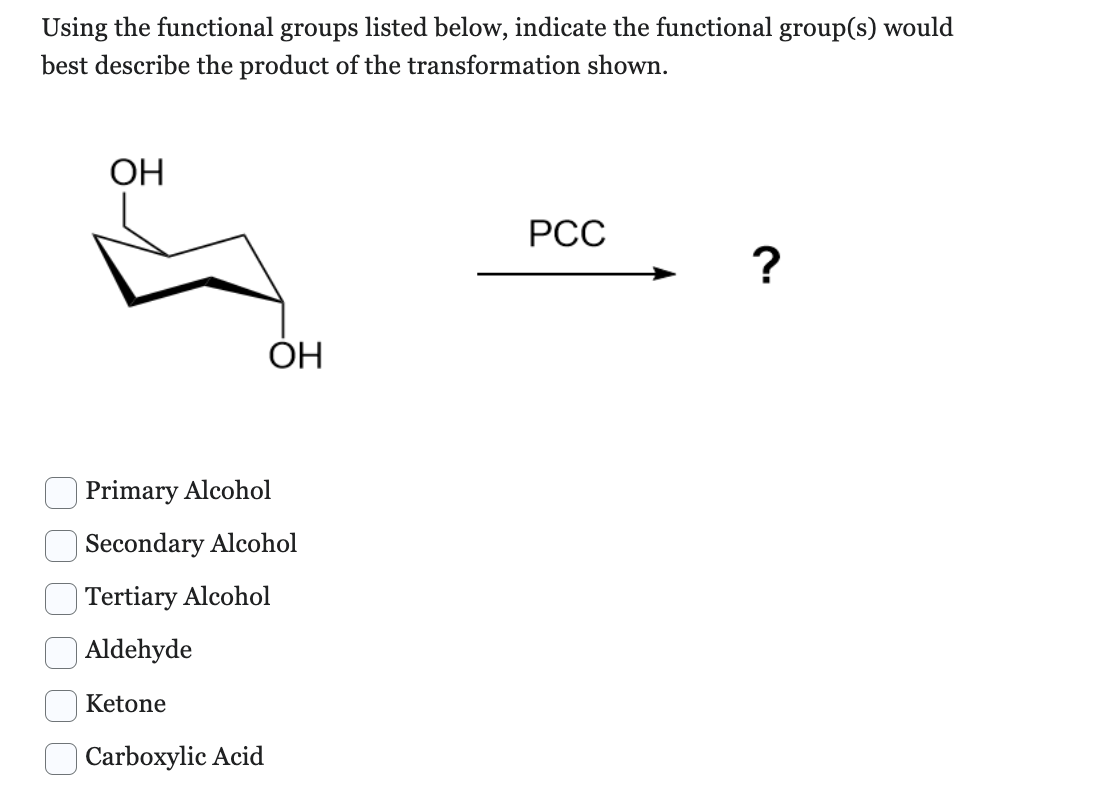  Using the functional groups listed below, indicate the functional group(s) would