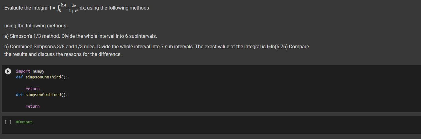 SOLVE WITH PYTHON SOLVE WITH PYTHON SOLVE WITH PYTHON Evaluate the integral