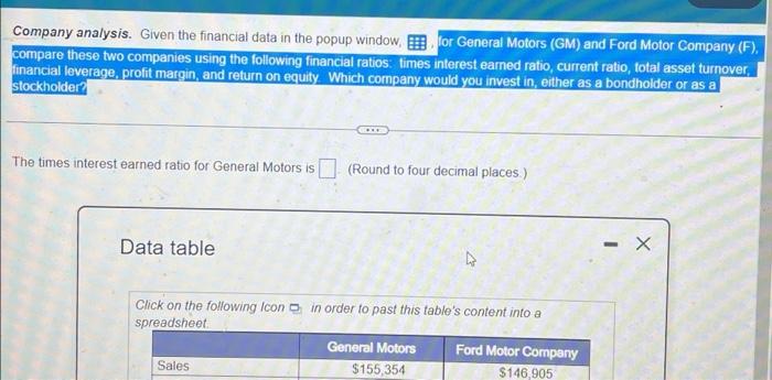 Motors and Ford Motor Company, Compare these two companies using the following