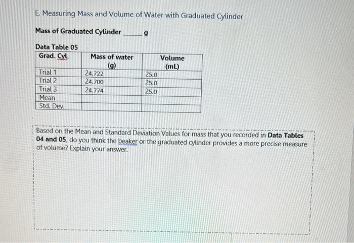 and record the mass in the space above Data Table 04. 2.