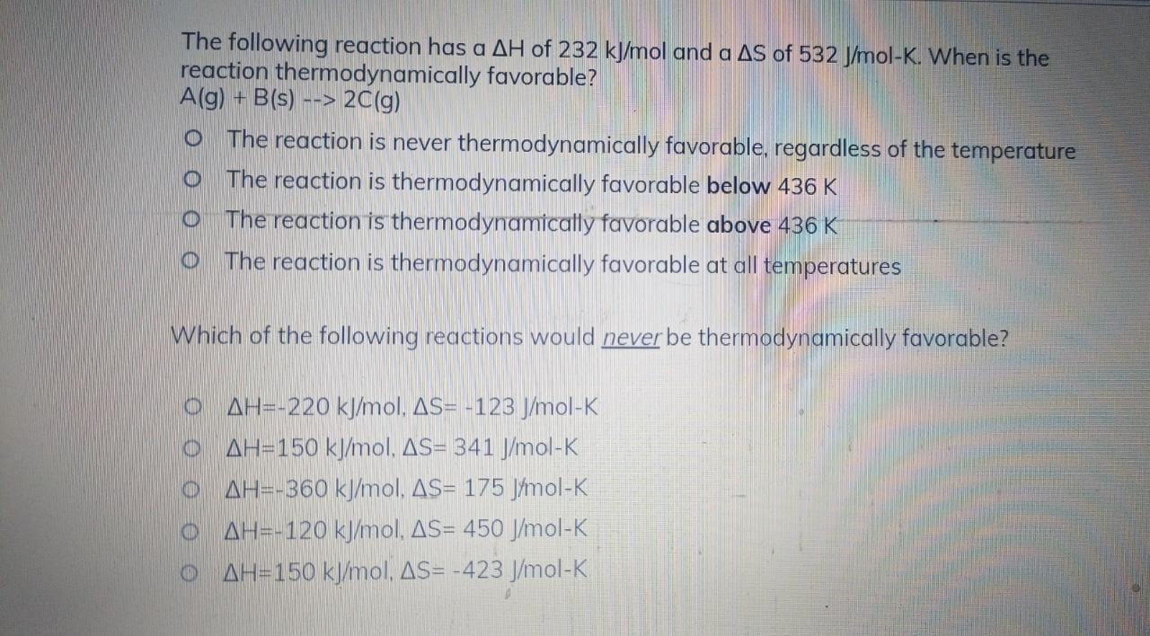 please do it urgent needed The following reaction has a H of