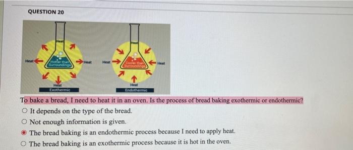 what is the correct answer QUESTION 20 Heat Het Surrounding Exotherm Het