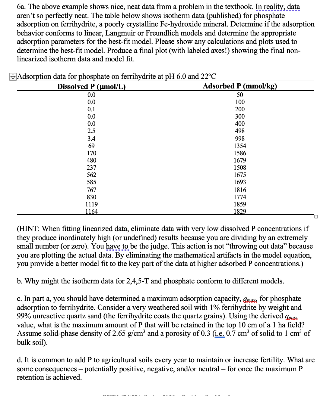 6a. The above example shows nice, neat data from a problem