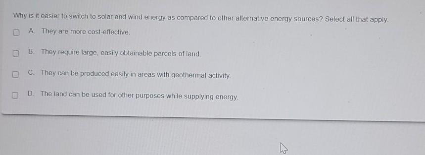  select two answers. Why is it easier to switch to solar