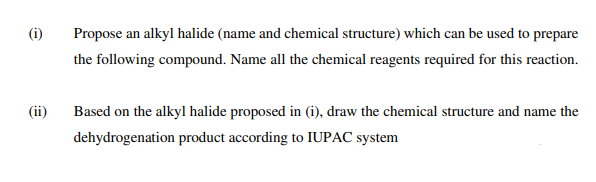 chemical synthesis routes. CH, ,- (i) Propose an alkyl halide (name and