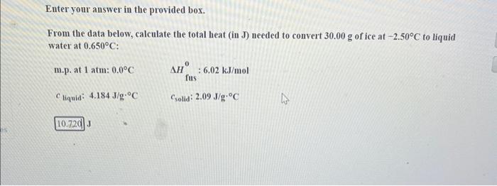  Enter your answer in the provided box. From the data below,