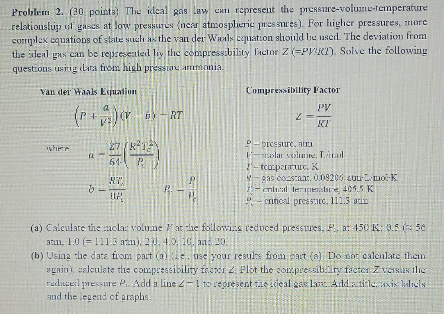 Give solution as MATLAB script Problem 2. (30 points) The ideal gas