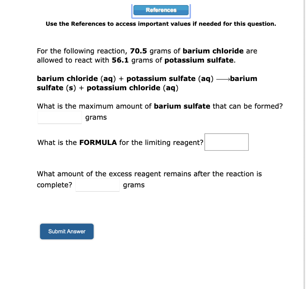 References Use the References to access important values if needed for
