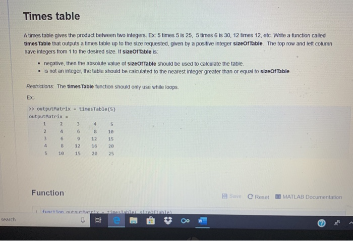  must use while loop NOT for loop Times table A times