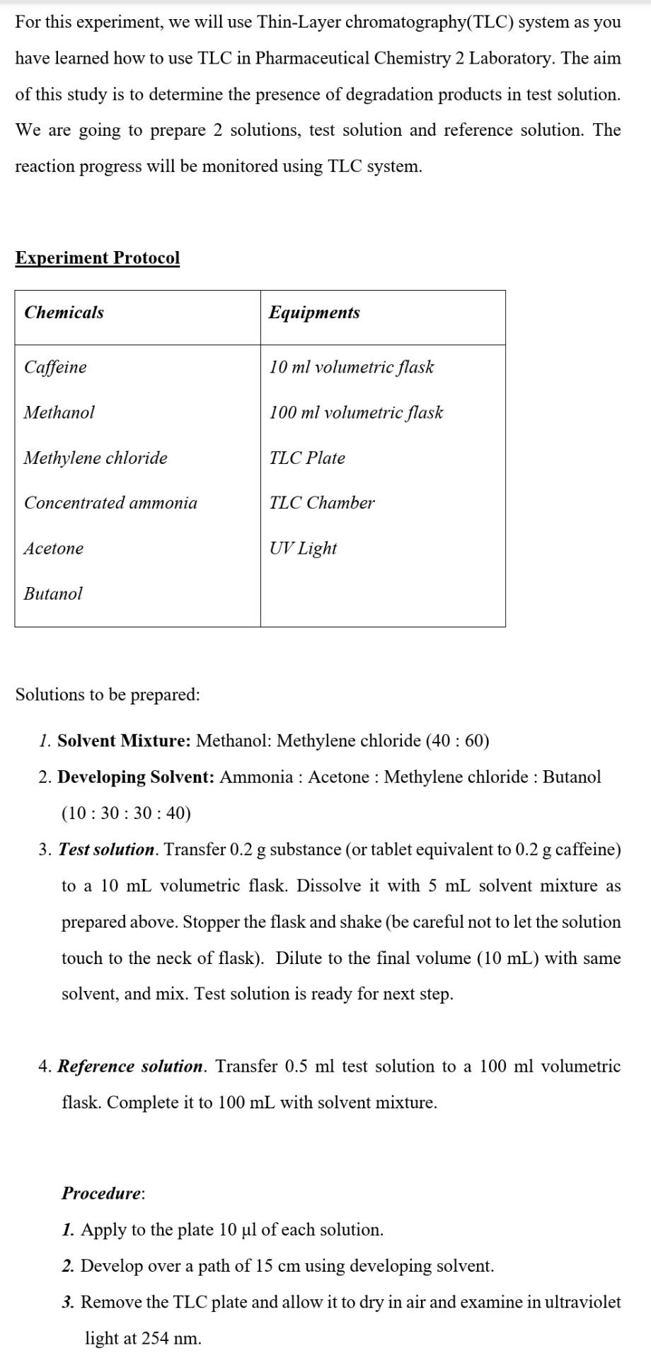  please just do things to consider 5 For this experiment, we