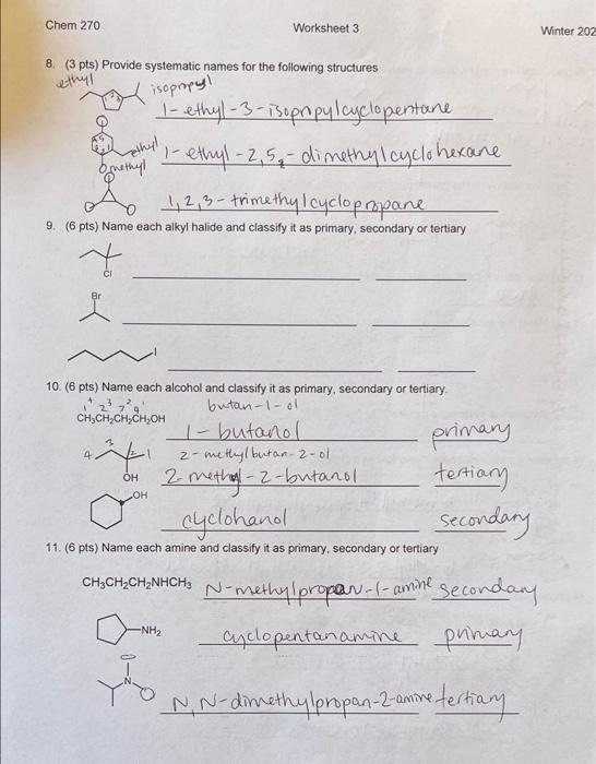 Winter 2 1. (5 pts) Draw five constitutional isomers with molecular formula