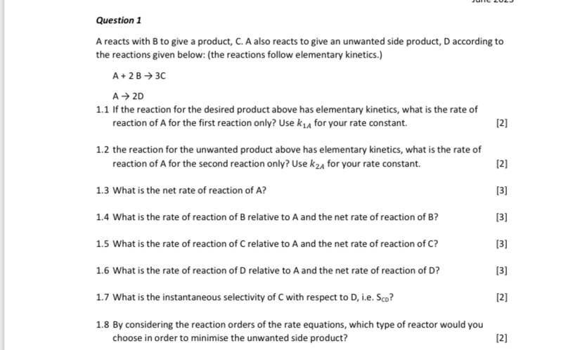 Please help with advanced reaction engineering! A reacts with B to give
