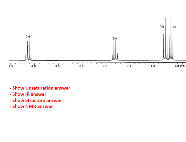 - Show Structure answer - Show NMR answer Formula: CH40 100 BO