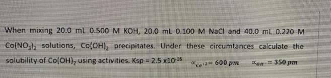 answer correctly completely thanks When mixing 20.0 ml 0.500 M KOH,
