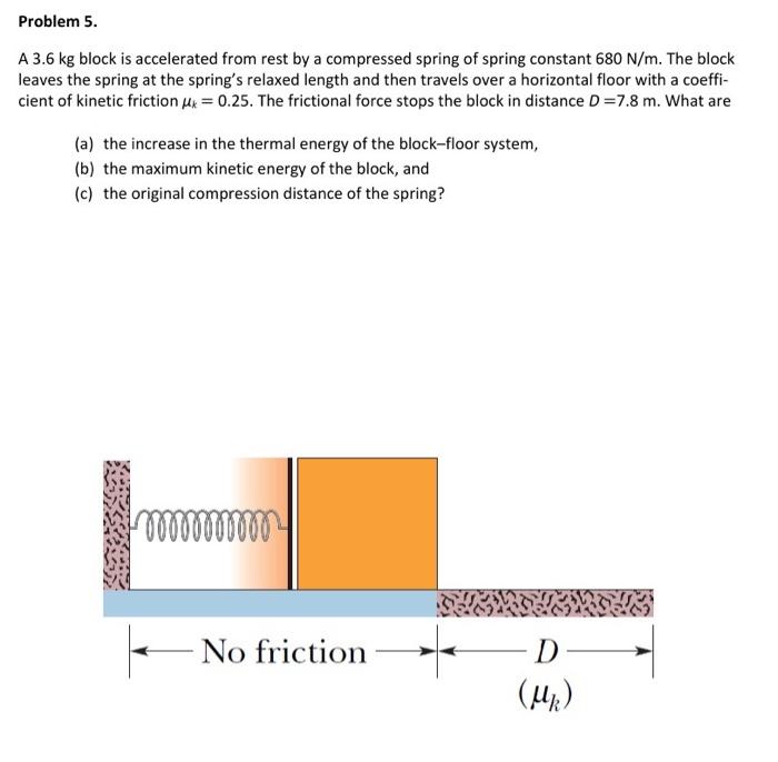  A 3.6kg block is accelerated from rest by a compressed spring