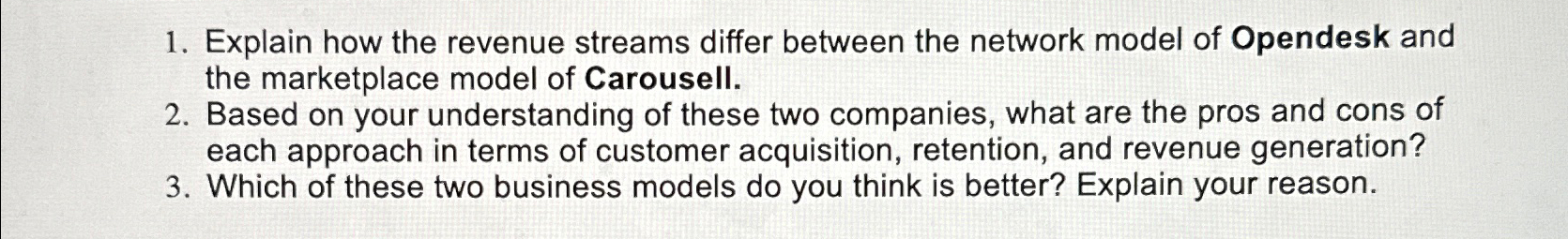  Explain how the revenue streams differ between the network model of