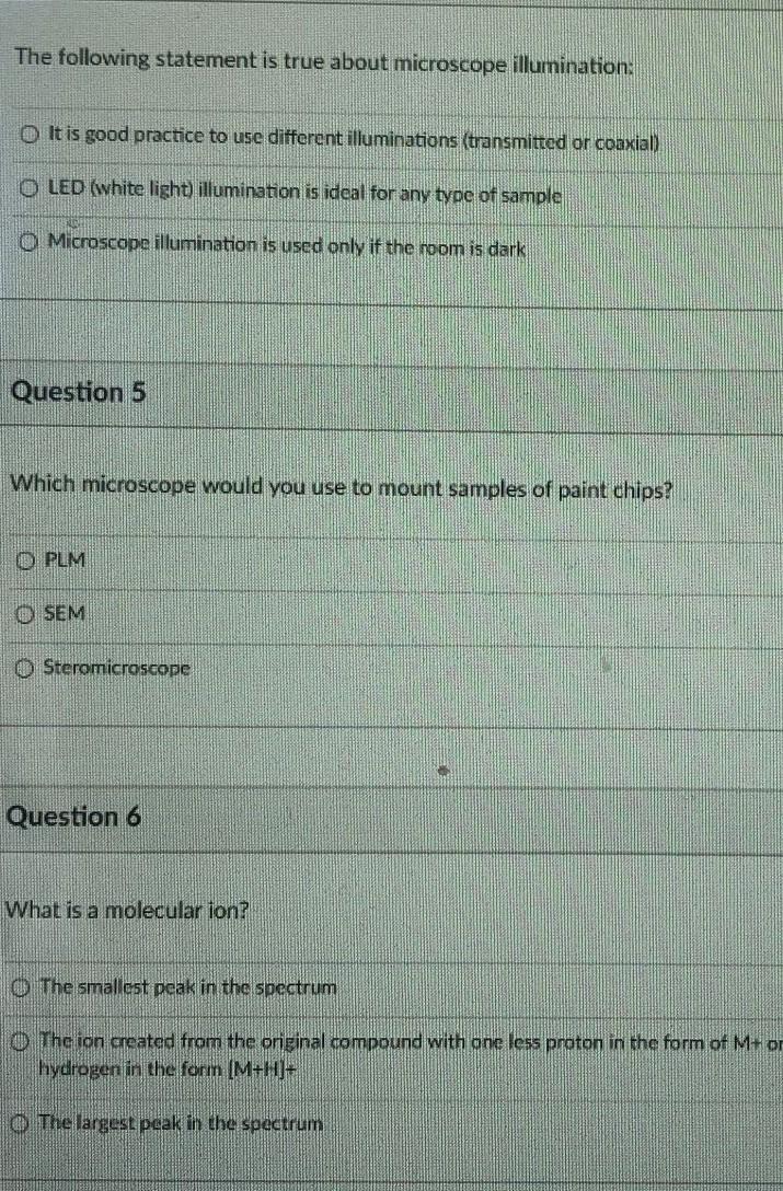  The following statement is true about microscope illumination: O It is