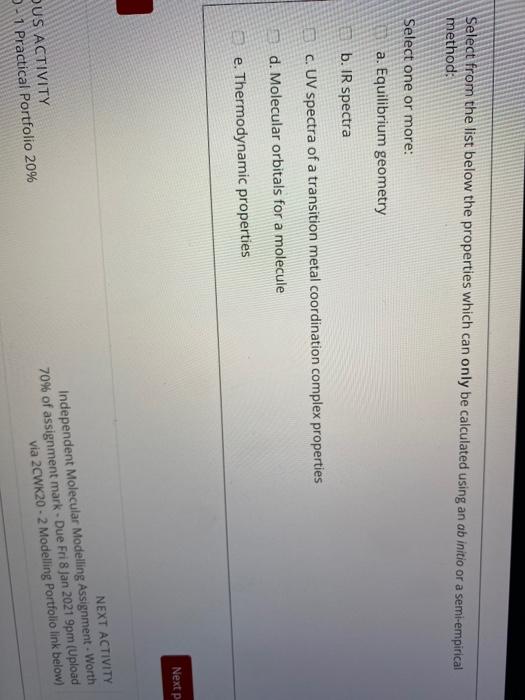  Select from the list below the properties which can only be