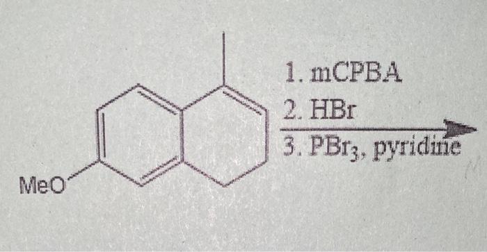 2. H3O+ 3. Swern oxidation 4. PhMgBr 5. H3O+ 6. PBr3,pyr 1.