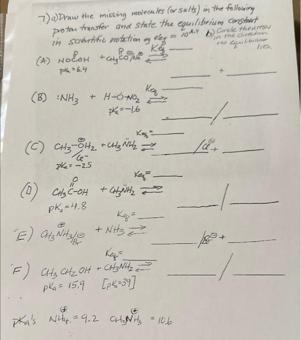 I need all 7) D) Draw the missing molecules (or sults) in
