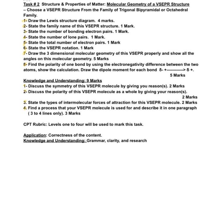 HELP!!! i need help asapp please! Task # 2 Structure & Properties