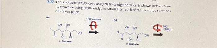  2.37 The structure of d-glucose using dash-wedge notation is shown below.