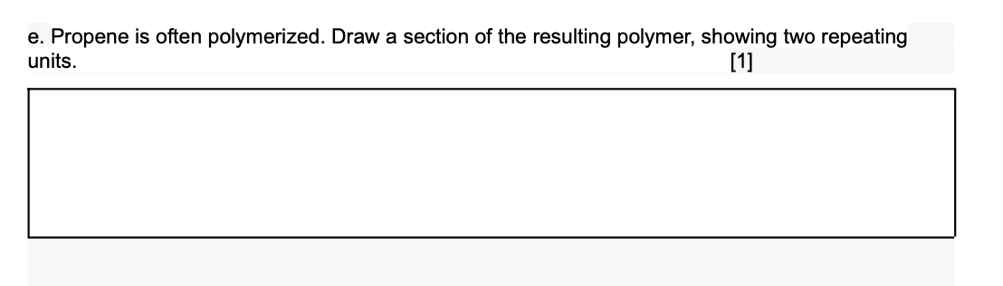 (C3H6) C3H7CI C3H80 C3H60 d(i). State the reagents for the conversion of