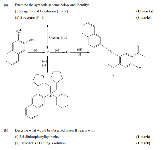 ) (a) Examine the synthetic scheme below and identify: (1) Reagents