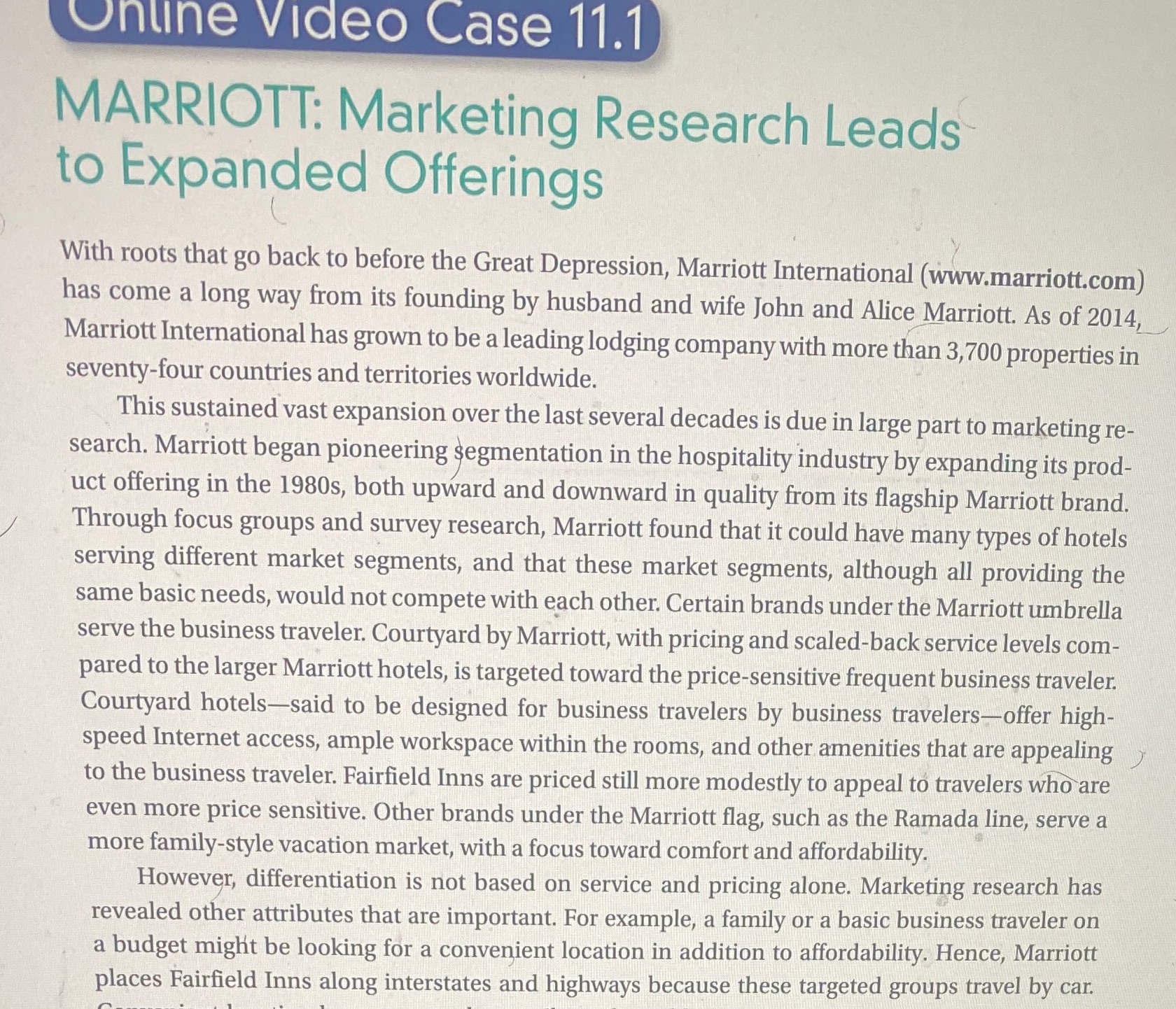 Looking at this case study what is Marriott hotel's future plans and