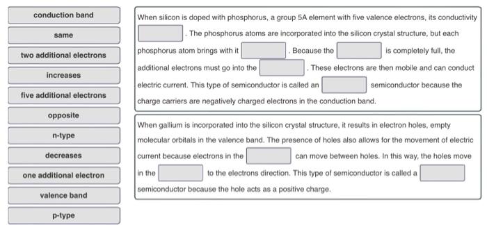 please help When silicon is doped with phosphorus, a group 5A element