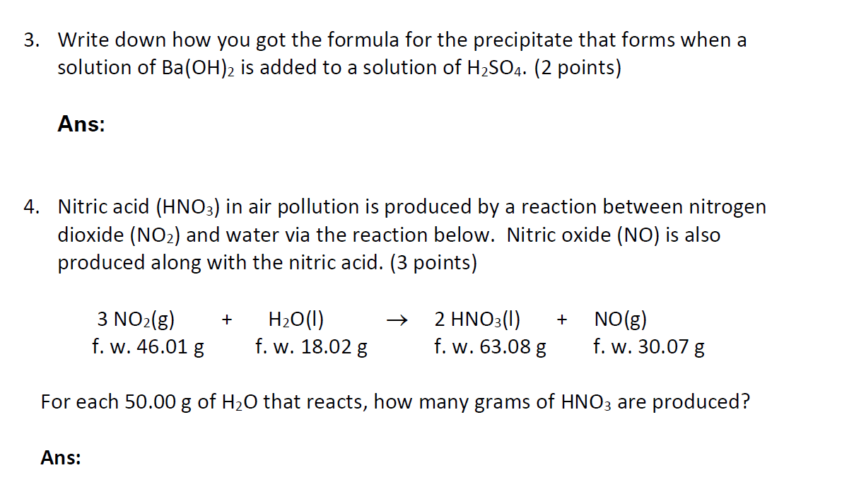  3. Write down how you got the formula for the precipitate