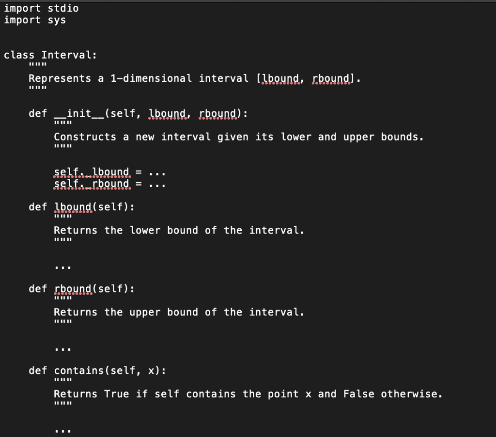 that represents a closed 1D interval. The data type must support the