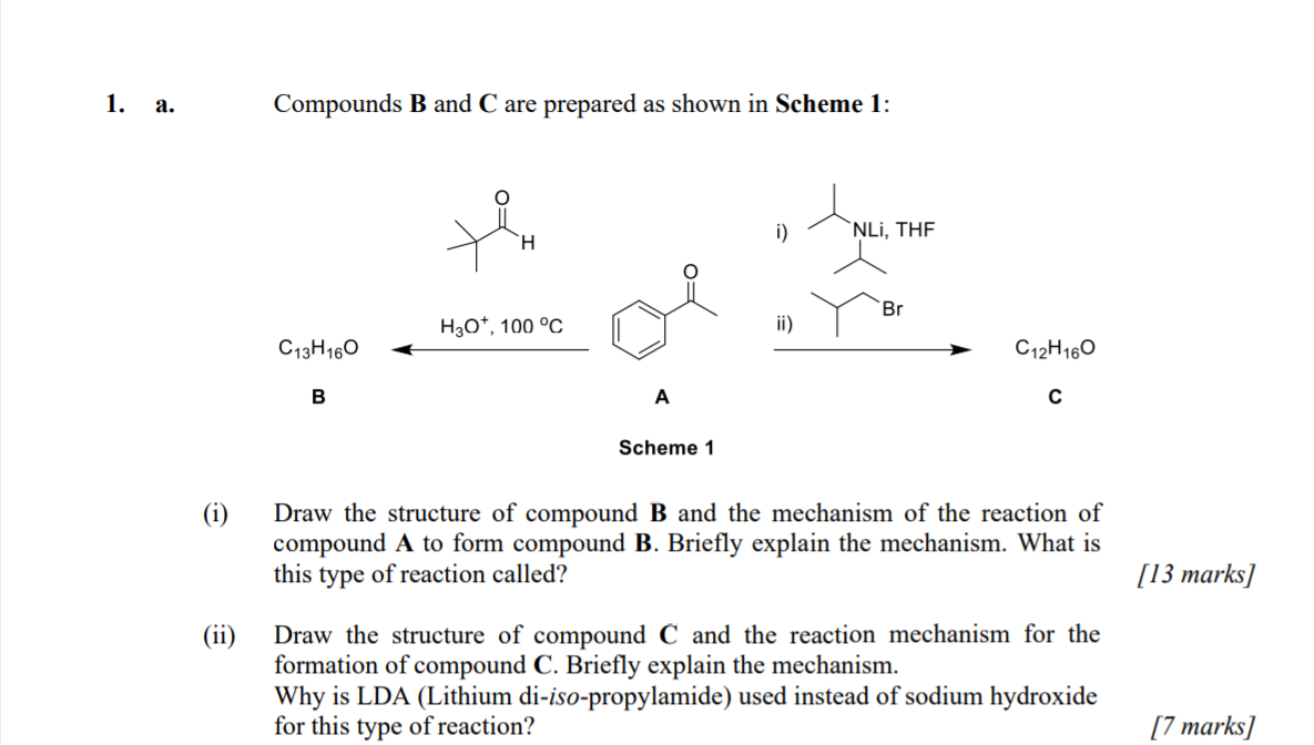 1. a. Compounds B and C are prepared as shown in