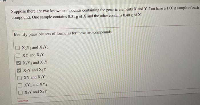  Suppose there are two known compounds containing the generic elements X