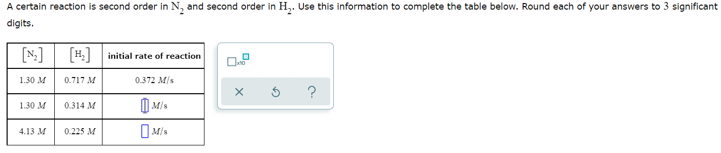 A certain reaction is second order in N, and second order